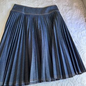 DKNY Denim Blue Pleated Midi Skirt